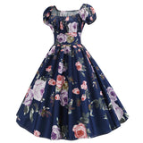 Vintage Print Short Sleeve Dress