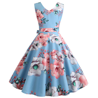 Sexy Sleeveless V-neck Print Dress