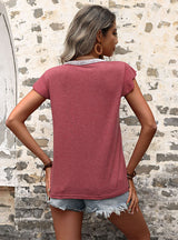 Women V-neck Short Sleeve T-shirt