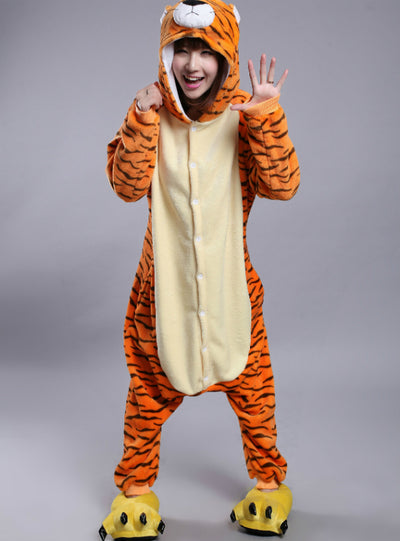 Cartoon Animals Conjoined Pajamas Tiger Flannel