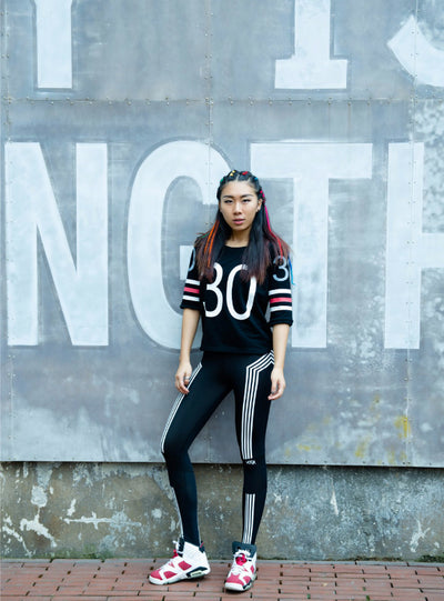 Work Out Leggings Striped Silm Black Sporter