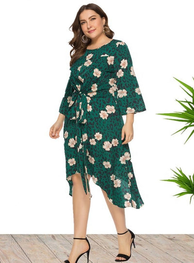 Round Neck Beach Irregular Long Dress