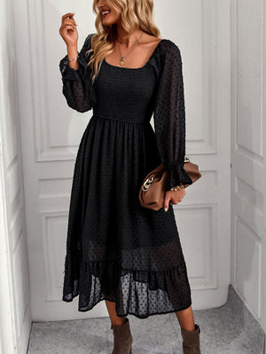Square Collar Leisure Holiday Dress