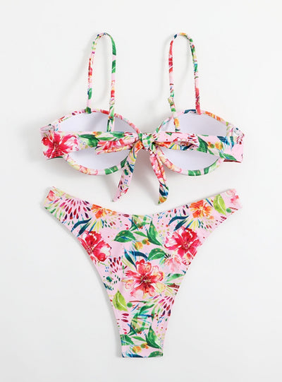 Printed Small Chest Gathered Printed Swimsuit