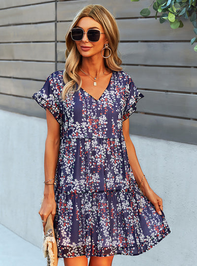 A-line Skirt Loose Print Dress