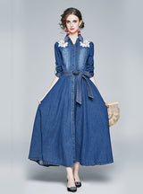 Women Lace Long Sleeve Jeans dress