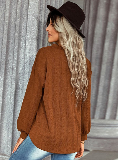 Fashion Jacquard V-neck Thin Top