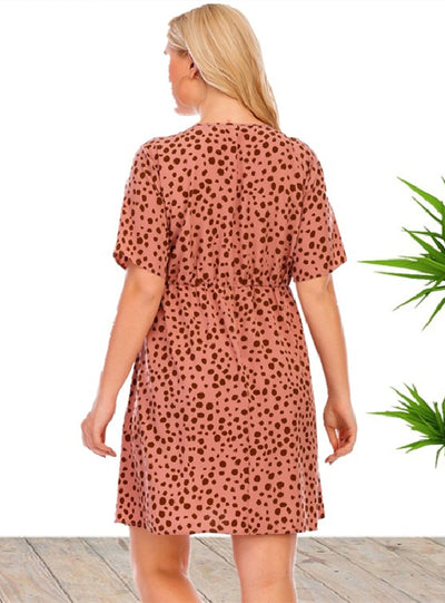 Short Sleeve Printed Mini Dress