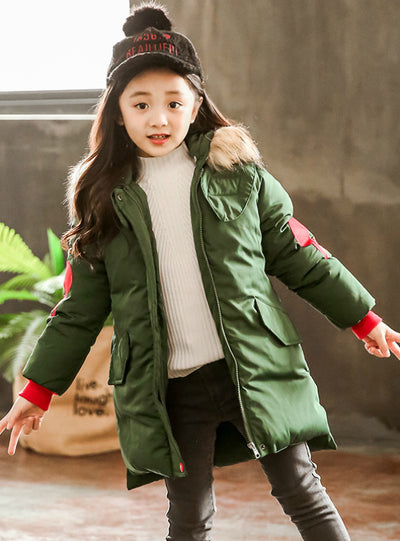 Middle Length Cotton-Padded Children's Jacket