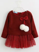 Baby Clothe Long Sleeve Fake 2 Piece Party Dress