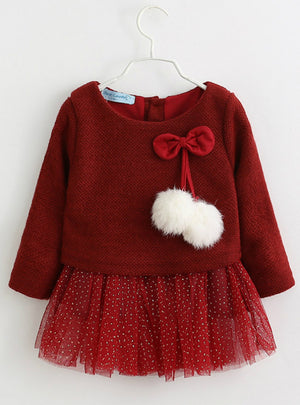 Baby Clothe Long Sleeve Fake 2 Piece Party Dress