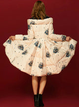 Floral Print Women's Down Jacket Parka Princess Skirt