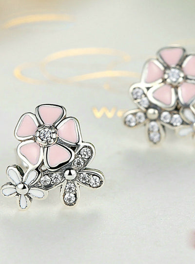 925 Sterling Silver Cherry Blossom Drop Earring