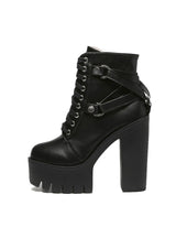 Black Martin Boots Women Lace-up Soft Leather 