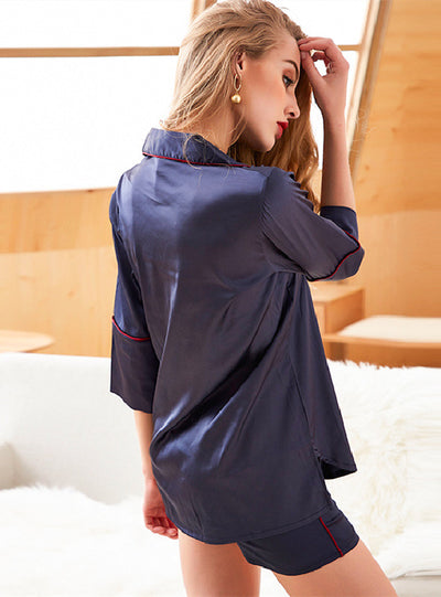 Women's Short-sleeved Pajamas Silk Home Suit
