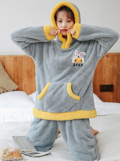 Hooded Little Yellow Duck Thickened Flannel Sweet