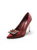 Fine Pointed Rhinestone Square Buckle High Heels