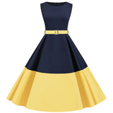 Round Neck Sleeveless Color Matching Dress