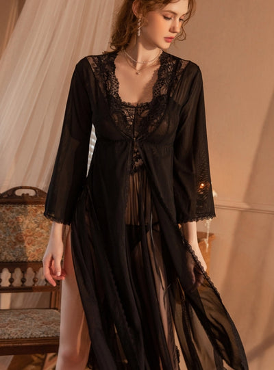 Lace Gauze Sexy Sling Nightdress Set