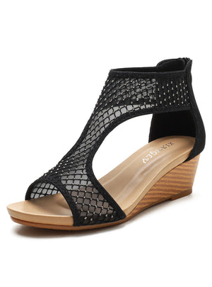 Leisure Net Thick-soled Wedge Sandals
