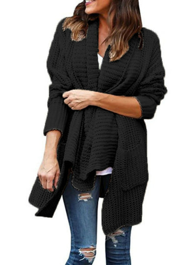 Sweater Cardigan Loose Irregular Lapel Double Bag