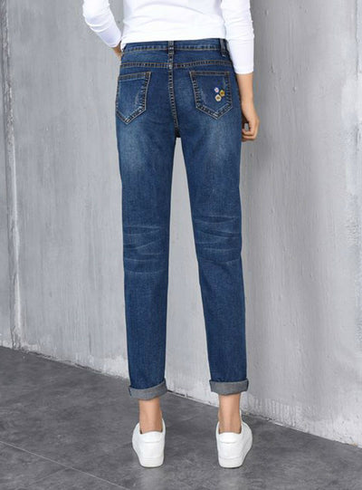 High Waist Plus Size Embroidery Harem Jeans 