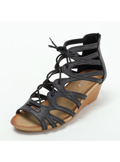 Mid-heeled Retro Fishmouth Wedge Sandals