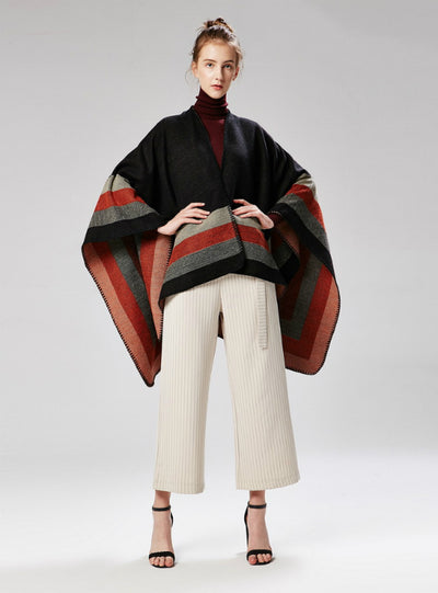 Four Bar Large Frame Split Cashmere Napped Shawl