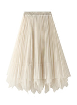 Retro Button Pleated Skirt Gauze