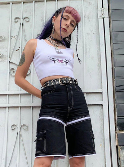 Sectional Zipper Splicing Personalized Jeans