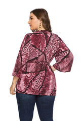 Loose Snakeskin Cardigan Lace-up Top