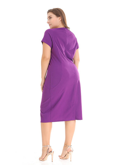 Slim Solid Color Knitted Plus Dress
