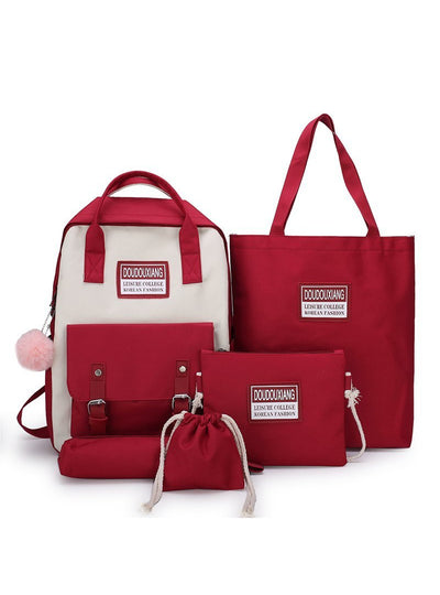 Small FreshFive-piece Schoolbag Student Backpack