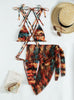 Gradual Printing Net Skirt Three-piece Swimsuit