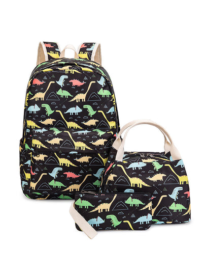 Three-piece Dinosaur Print Backpack Set