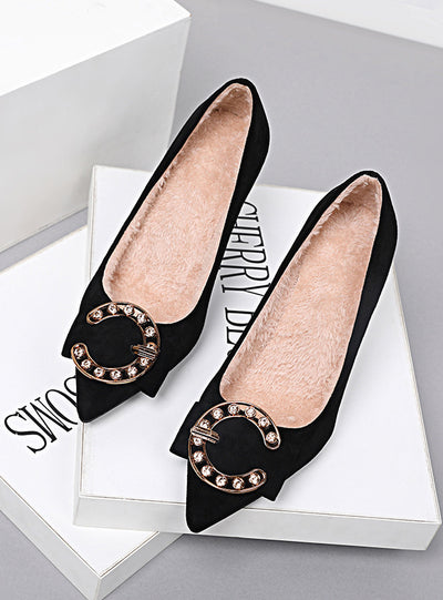 Pointed-toe Rhinestone Shallow Women's Shoes