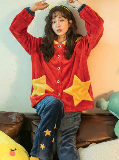 Thickened Hooded Velvet Warm Sweet Flannel Cute Cartoon