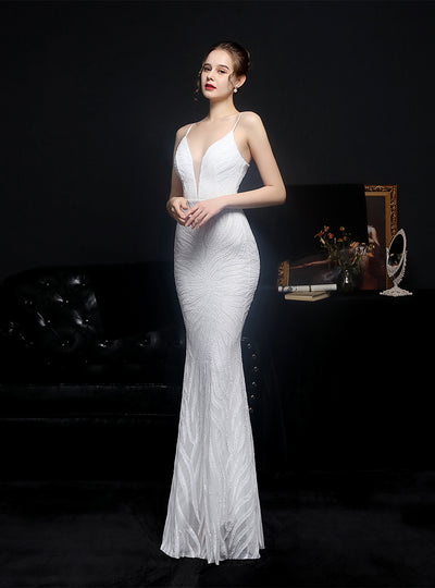 Mermaid Sequins Straps Party Dress