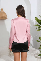 Solid Color V-neck Long Sleeve Shirt