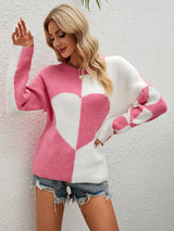 Long Sleeve Love Pattern Turtleneck Sweater