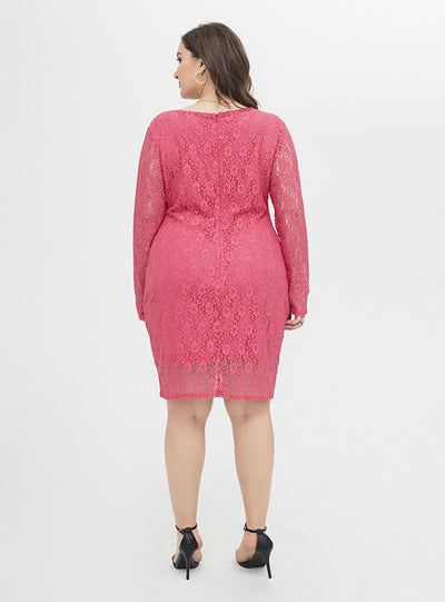 Fashion Long Sleeve Lace Slim Hip Dress