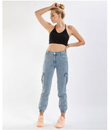High-waist Wide-leg Elastic Waist Jeans