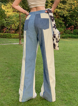 Striped High Waist Stitching Pants