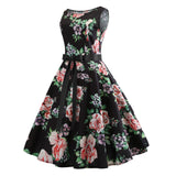 Black Print 50S Vintage Dress