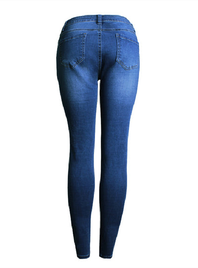 Slim-fit Stretch Big Holes Pants Jeans