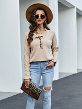 Wooden Ear Button Cardigan Sweater