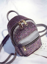 Women's Sequins Pu Leather Backpack Children