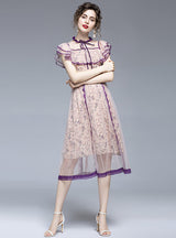 Broken Lace Stitching Gauze Dress