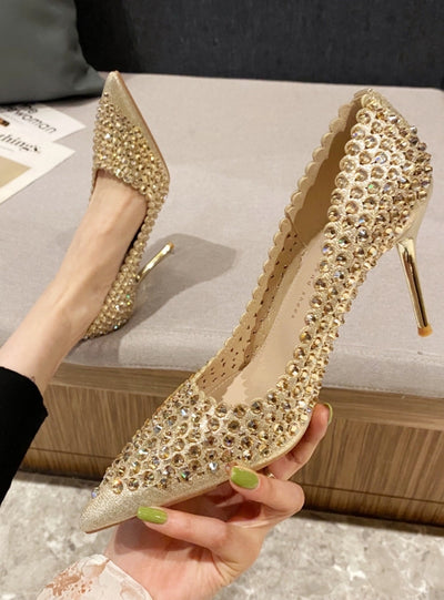 Thin-heeled Pointed Hollow High-heeled Shoes