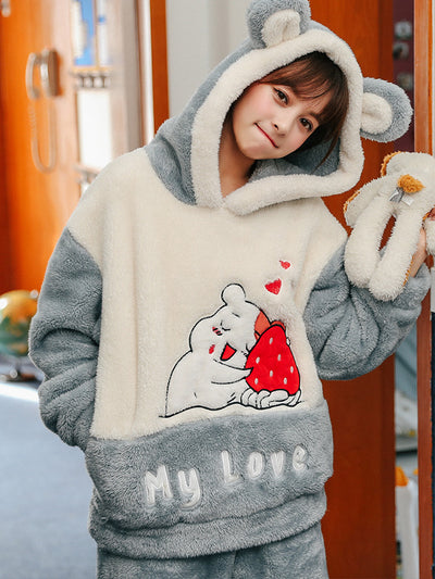 Strawberry Hamster Gray Thickened Warm Coral Fleece